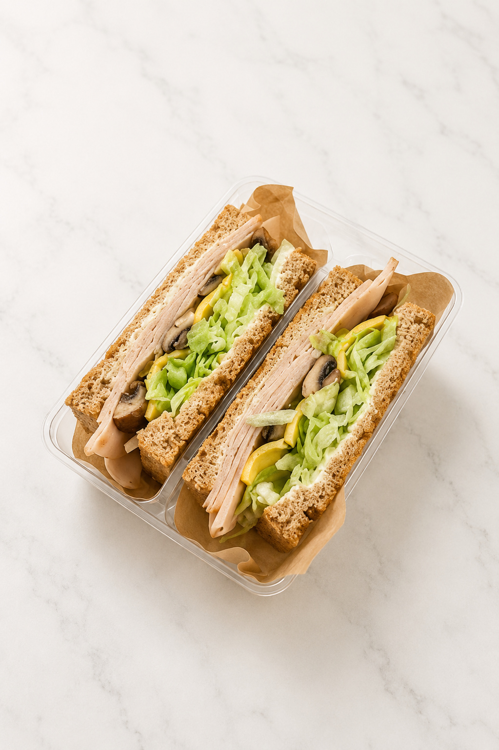 Toast turkey with mushroom